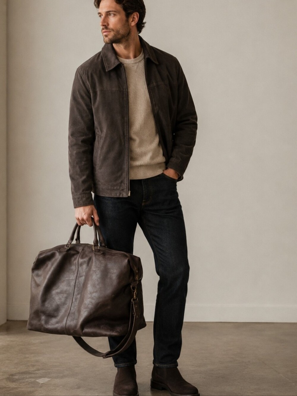 Able Brown Leather Logo Patch Tote - Picture 3 of 16